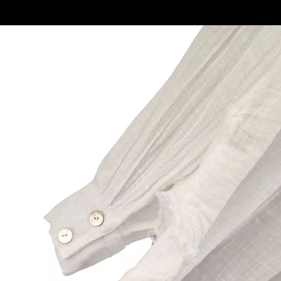 Free People White Talk To Me Button Gauzy Top Blouse Beach Womens Small - Picture 6 of 7
